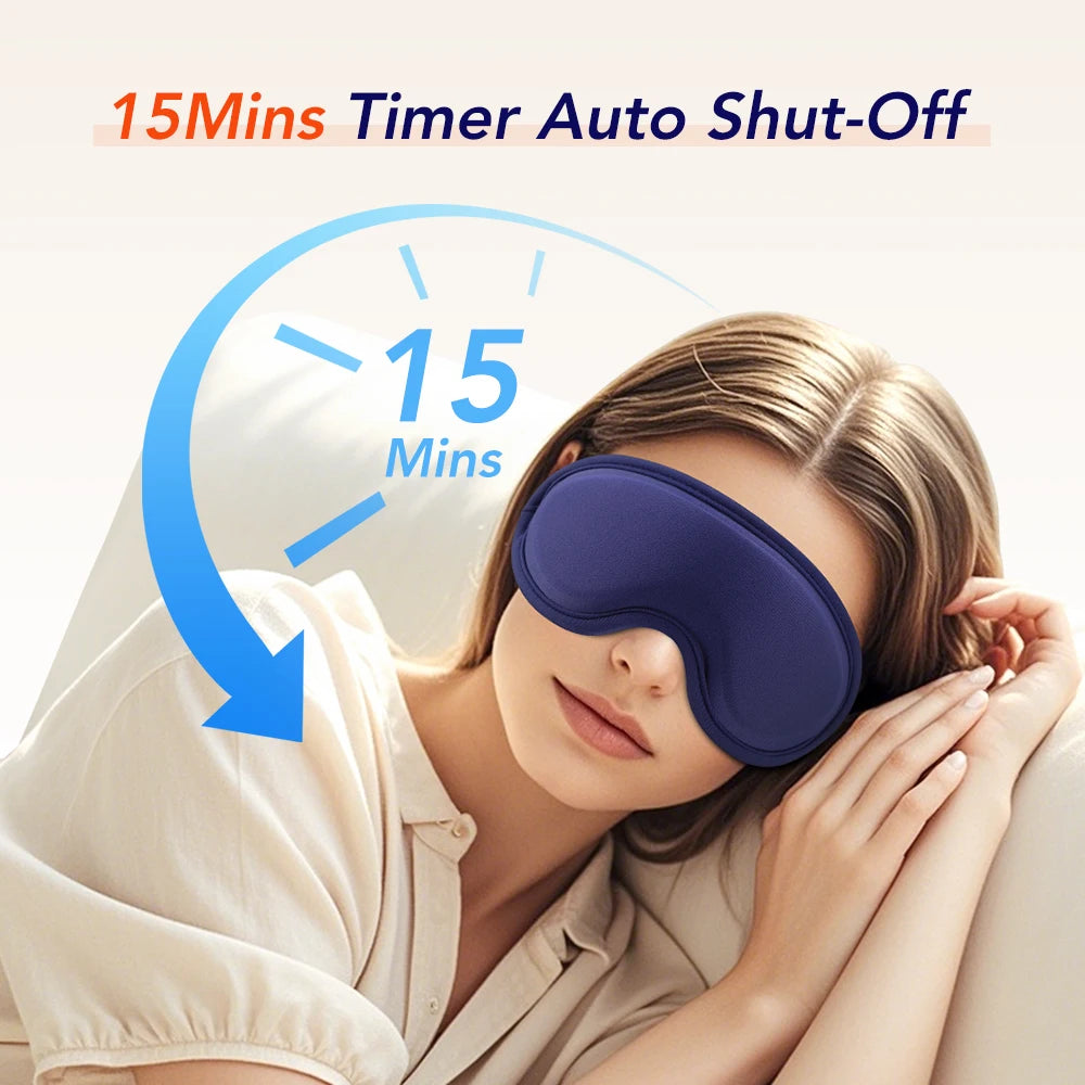 Electric Steam Eye Mask with 3D Vibration Massage and Heat Therapy Relaxation Treatment Tidesmit
