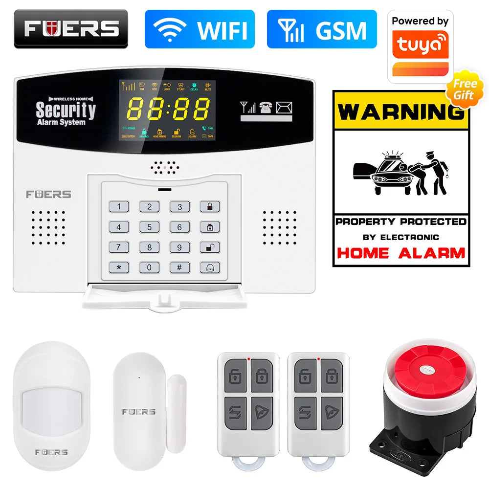 Fuers WIFI 4G 2G GSM Alarm System work with Tuya SmartBurglar Alarm Wireless Wired Security Zone Link Alexa Google Motion Sensor