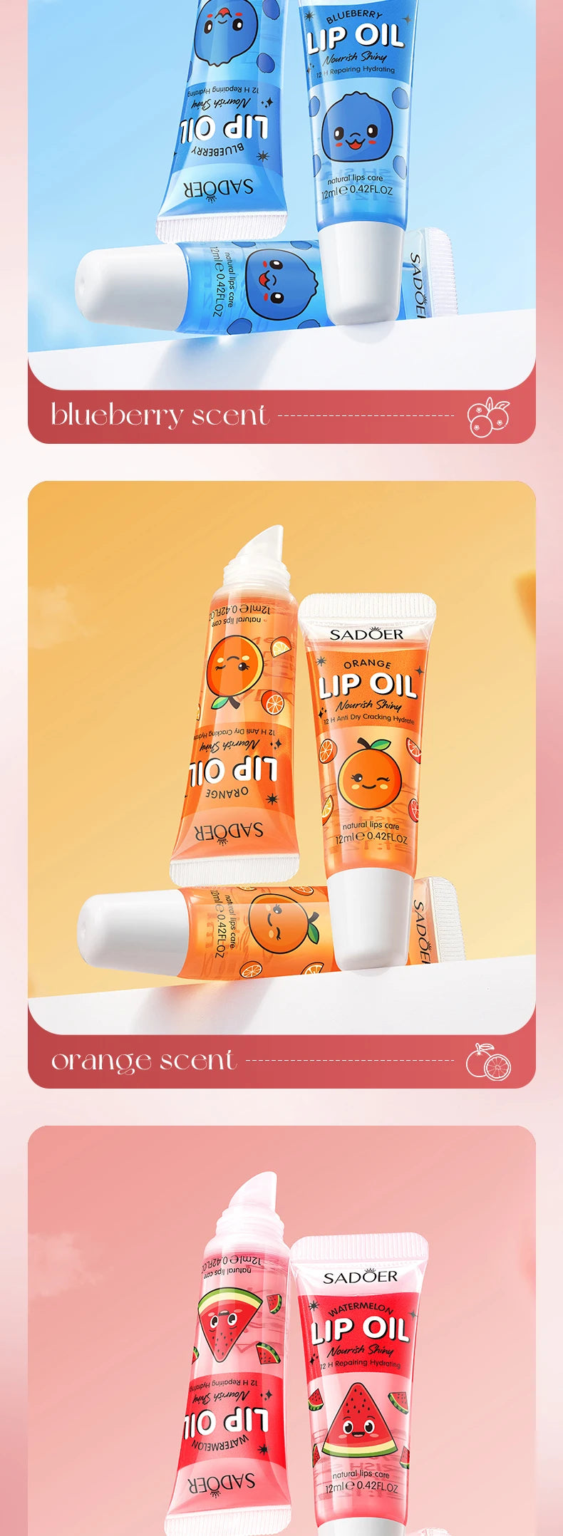 Crystal Jelly Lip Oil Set - Hydrating 3-Piece Lip Treatment Lip Care Tidesmit