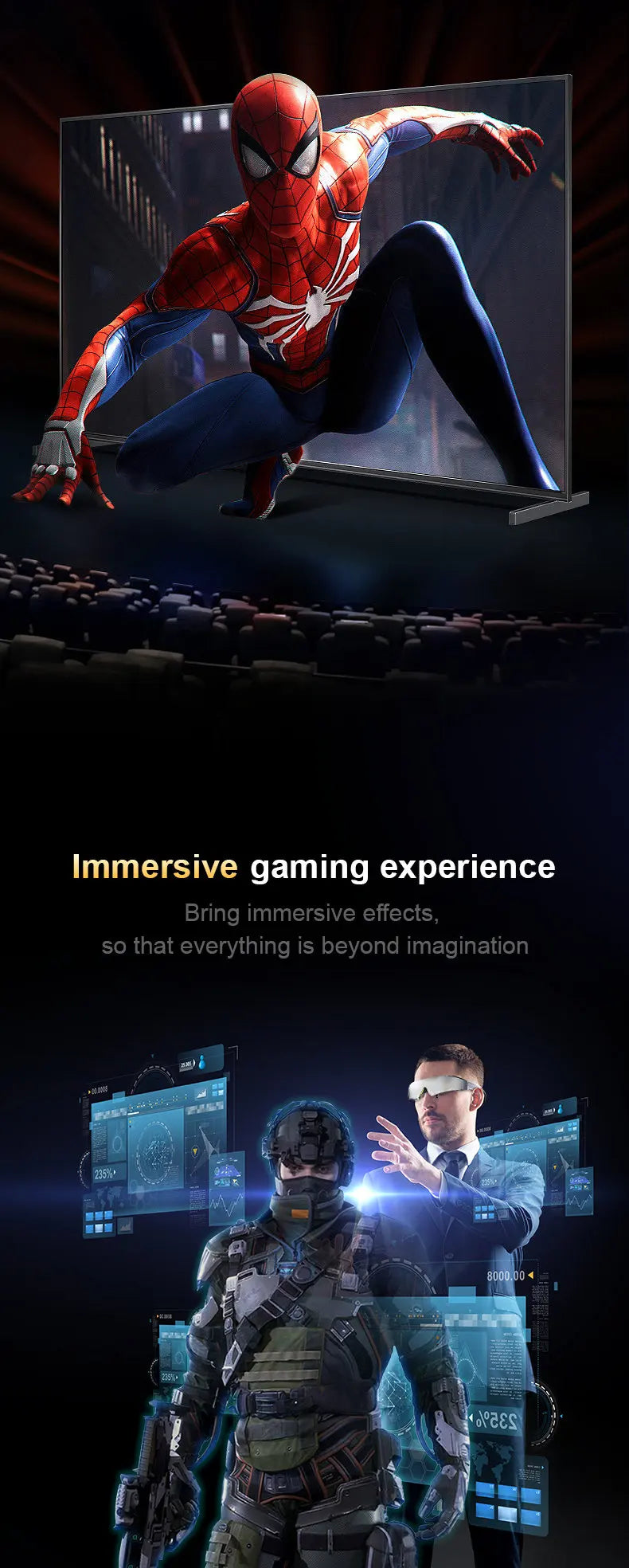 VR Headset 3D Smart Glasses | HD Spatial Display - Black Tidesmit
