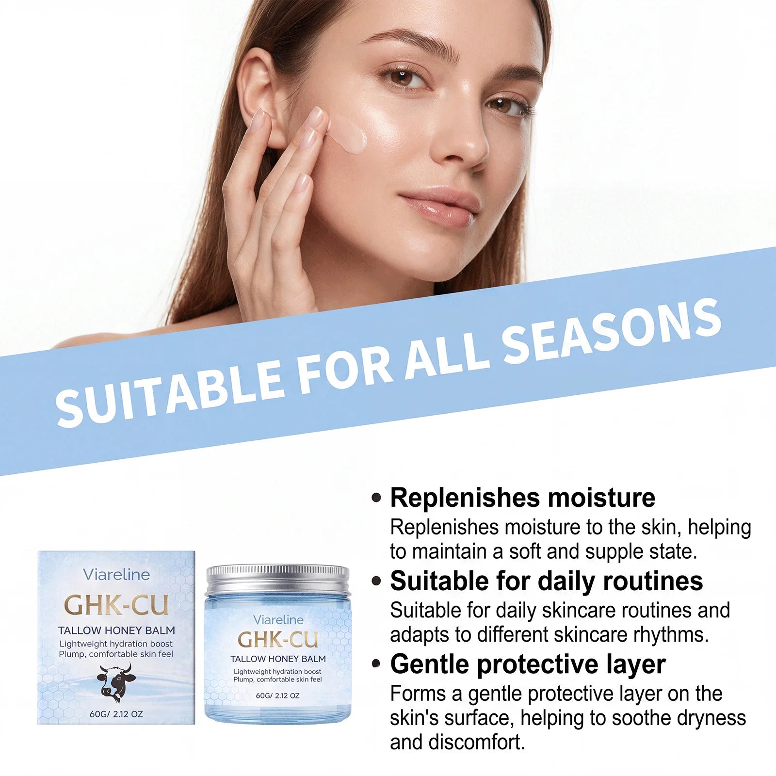 Ghk-Cu Beef Tallow Balm For Body Moisturizer Improve Dry Sensitive Skin Repair Barrier Hydrating Copper Peptides Facial Cream