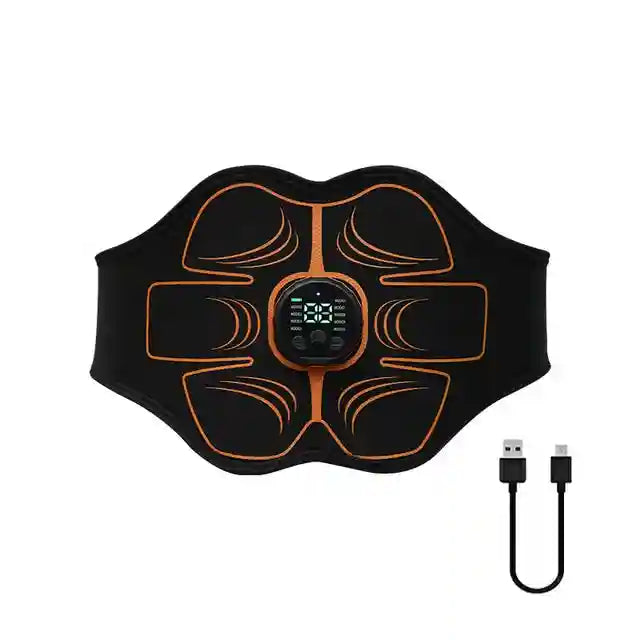 EMS Abdominal Trainer Belt - Rechargeable Muscle Relief Device Body Shaping Massage Equipment Black Orange Tidesmit
