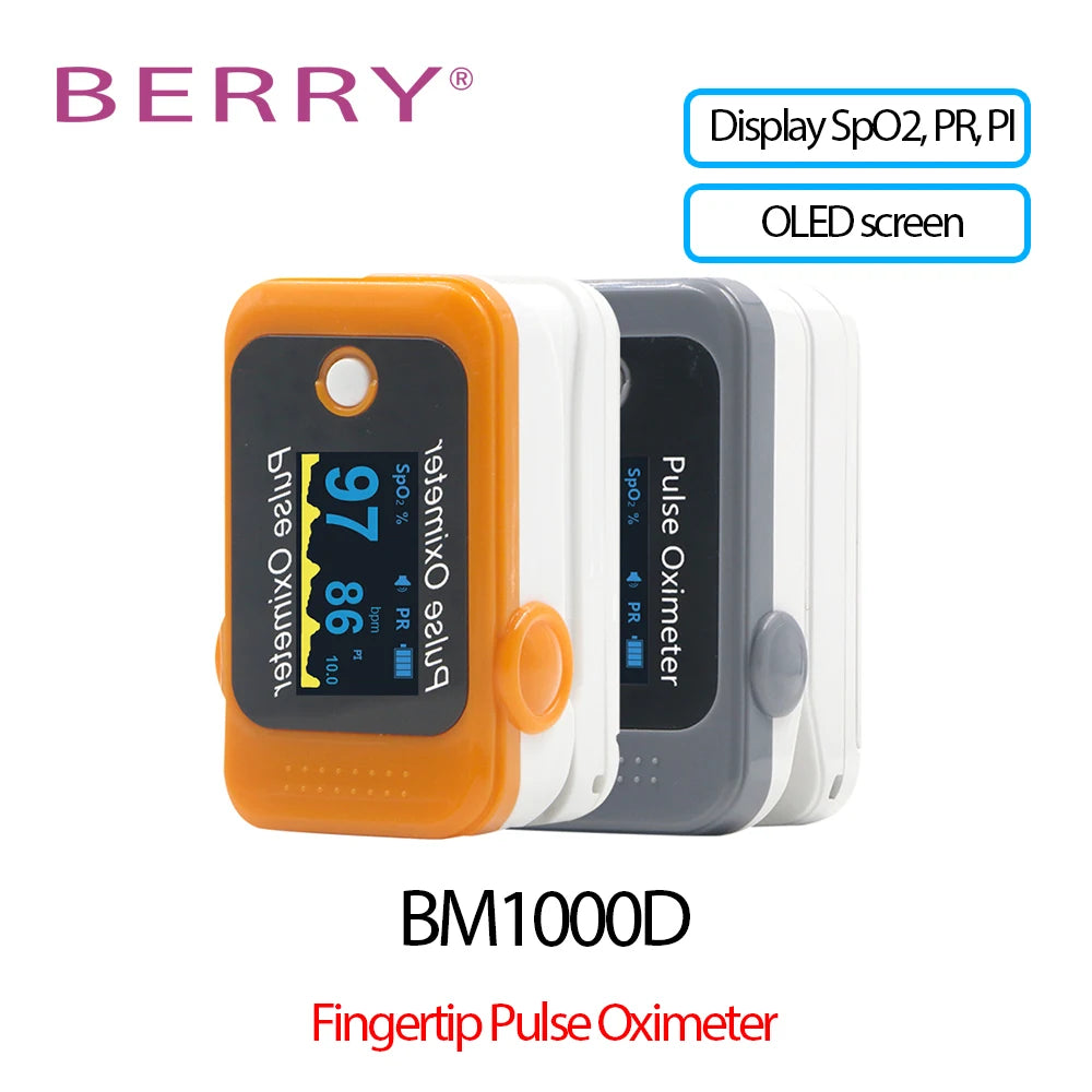 BERRY OLED Finger Oximeter Blood Oxygen Pediatric Oximeters Fingertip Portable Oximeters Saturation Meter Heart Rate Monitor