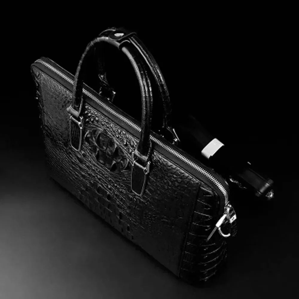 xipijiang new crocodile bag  business men  briefcase  men handbag  male  One-shoulder  Double zipper