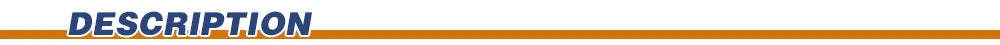 The word "DESCRIPTION" in blue, italicized, sans-serif font centered above a horizontal orange line.