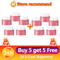 Ten pink round jars of PDRN capsule cream with white lids arranged in a 5+5 promotional display.