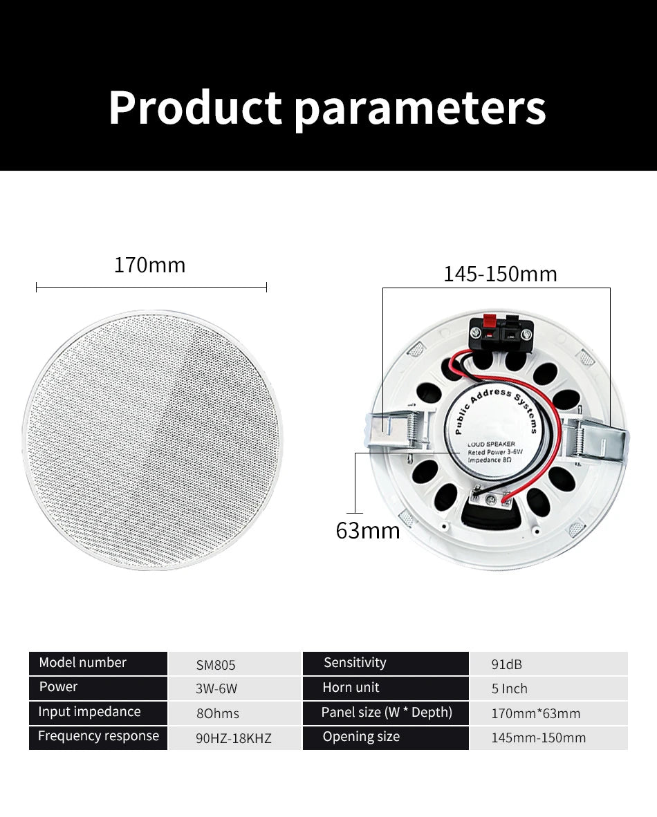 SUMWEE 8 Ohm Full Range Stereo Sound Passive Ceiling Speakers Home Theater Background Music Audio System 5 Inch In Wall Speakers