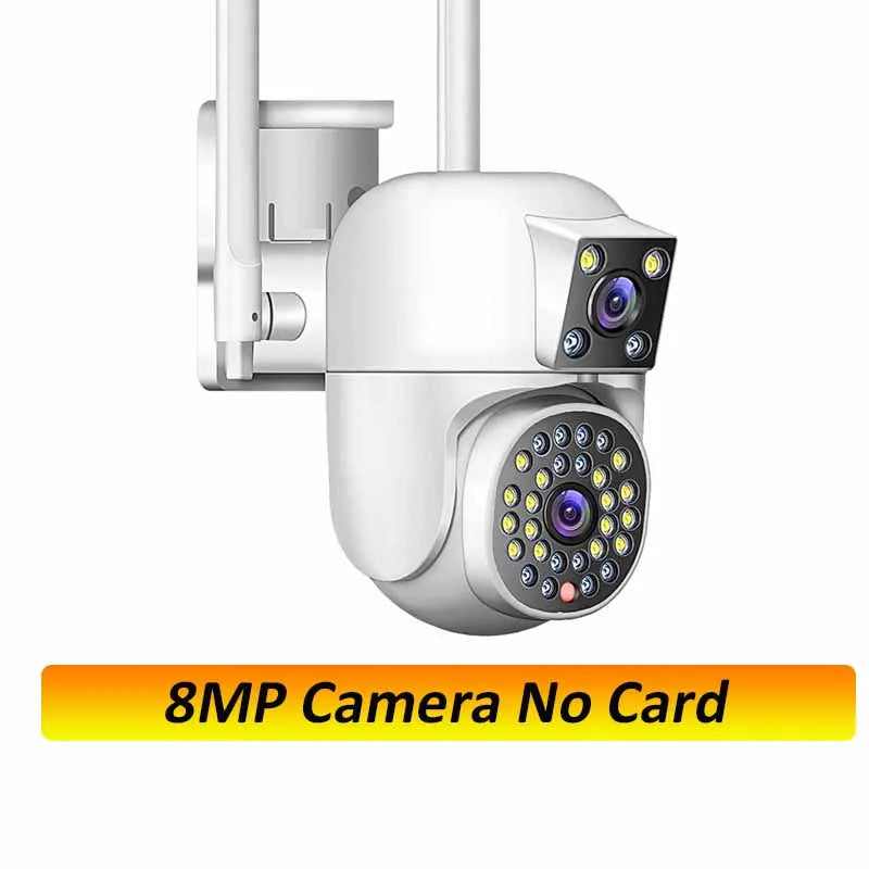 White PTZ dome security camera with three lenses, no memory card included