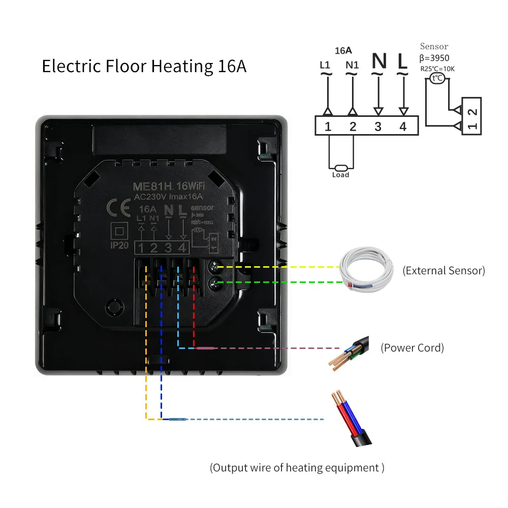 Tidesmit Tuya Smart Matter Compatible Wifi Thermostat for efficient underfloor heating control.