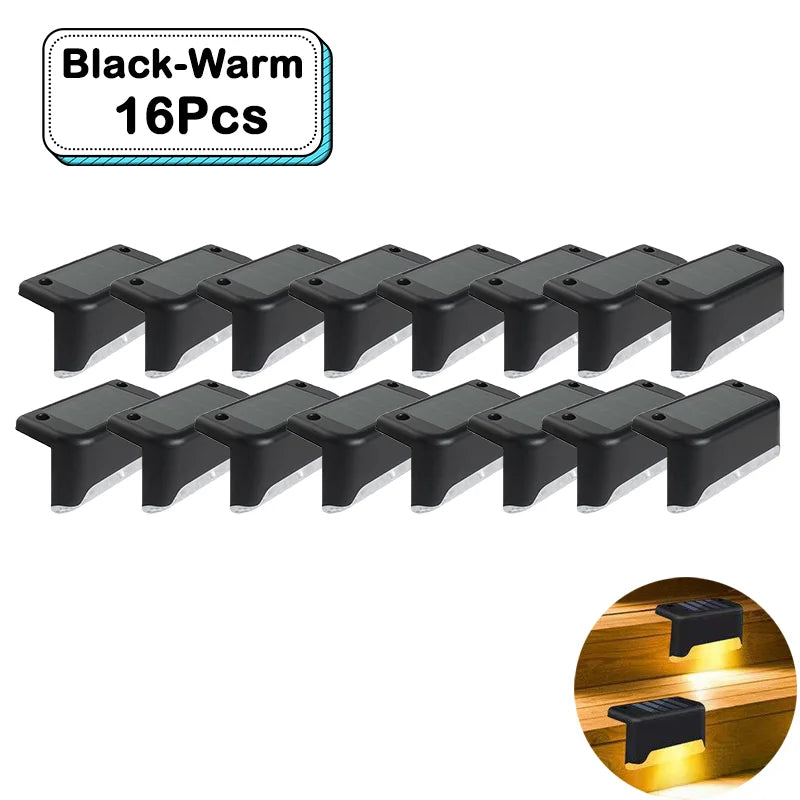 Outdoor Solar Step Lights Warm White LED Waterproof Stair Path Lighting for Garden Patio Fence Balcony Decoration Solar Power