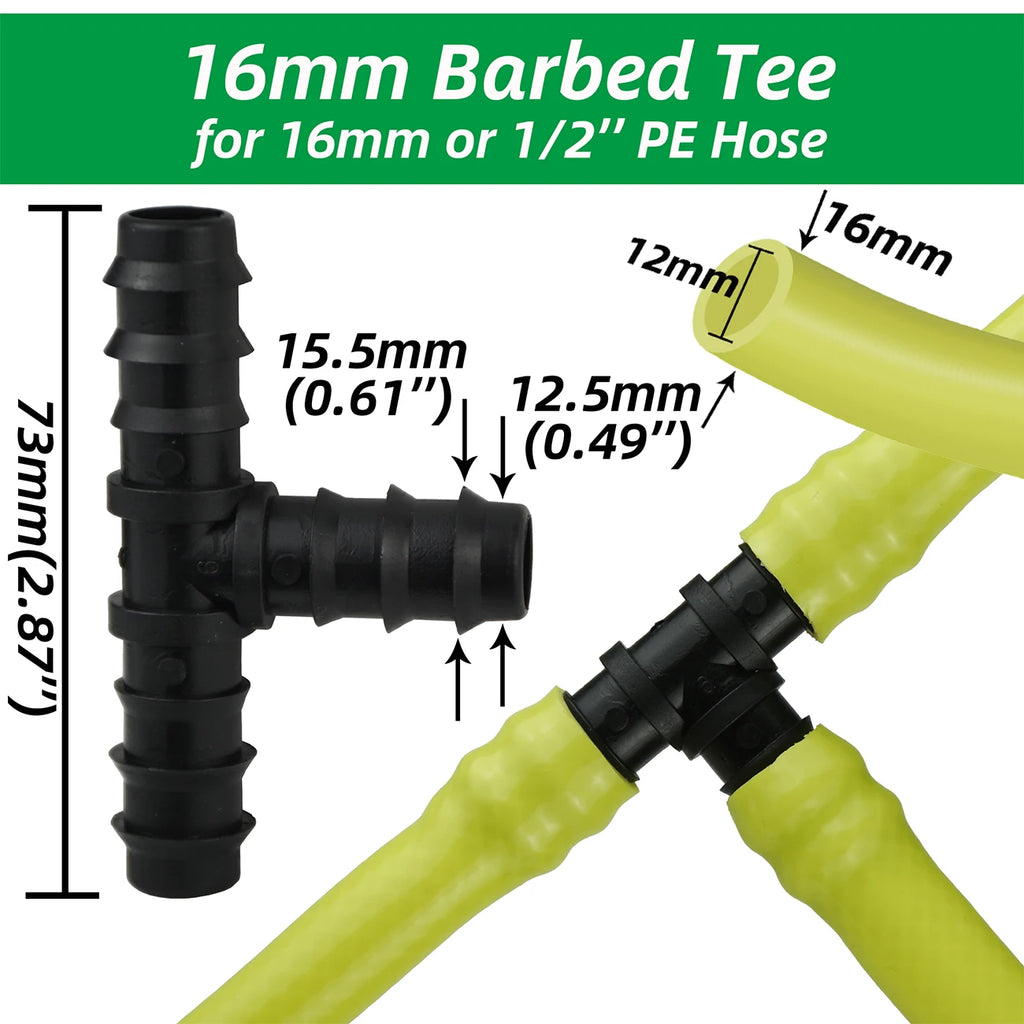 1/2" 3/4" Male Female Thread Connector To Barb 16mm 20mm 25mm PE Hose Adapter Tee Elbow Garden Irrigation Drip Watering System