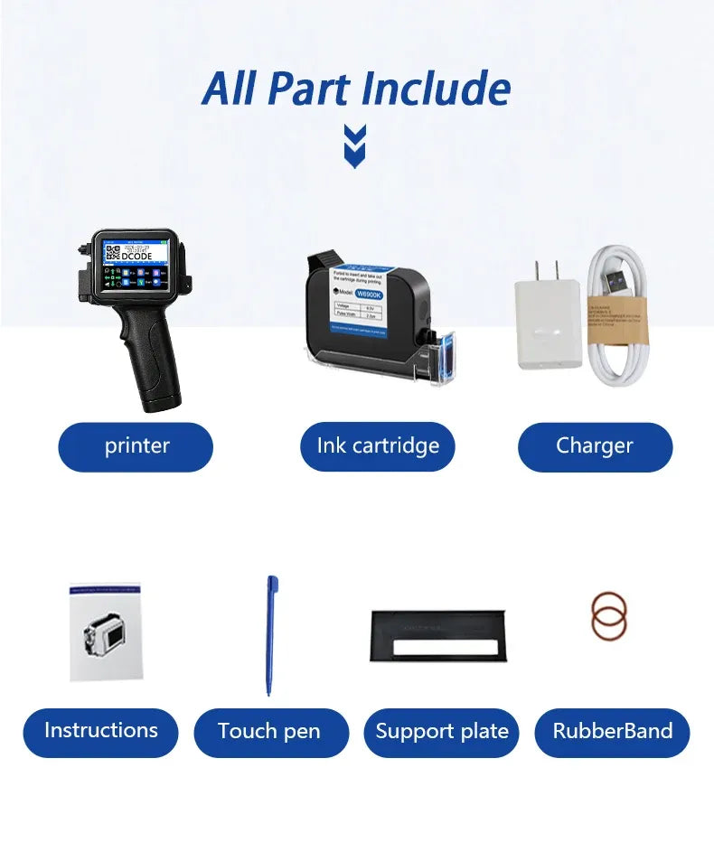 DCODE XTMINI 12.7mm Handheld Inkjet Printer Portable Printers Text QR Barcode Batch Number Logo Image Date Printing Machine