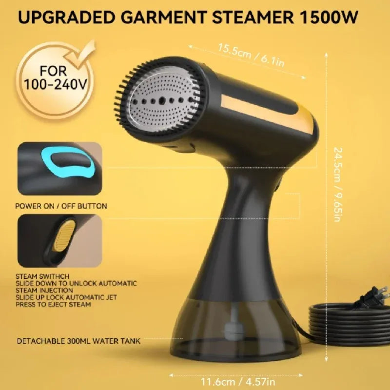 Tidesmit 1500W Portable Steam Iron 300ml 100-240V US Plug