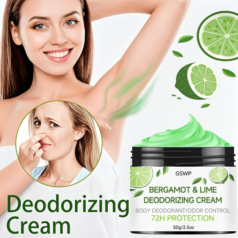 Tidesmit GSWP Bergamot & Lime Deodorant Cream for 72-hour all-over body odor control, 50g/100g container