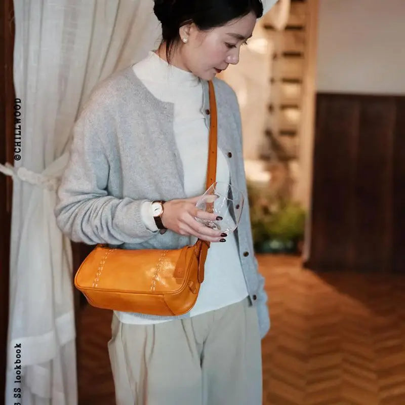 fashion party genuine leather stitching ladies crossbody bag organizers designers handmade real cow leather women shoulder bag