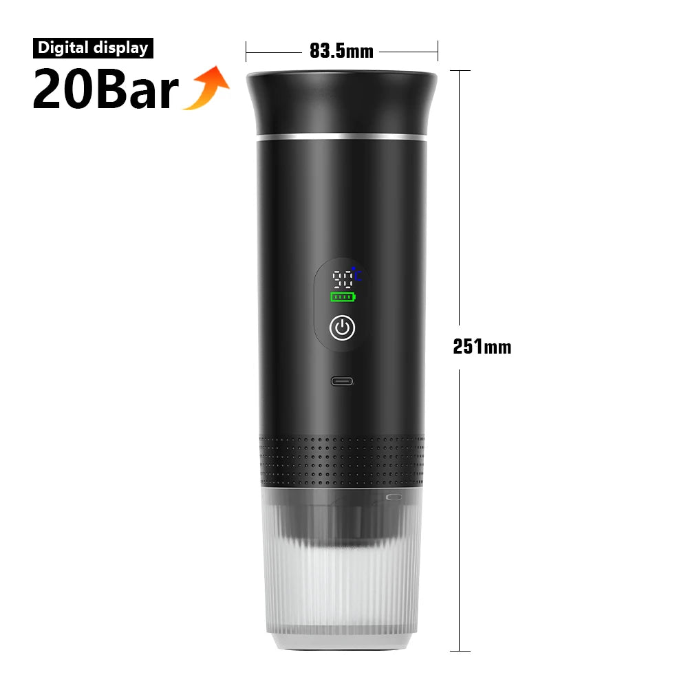 Tidesmit 3-in-1 portable espresso maker for car and camping using coffee capsules or powder for travel brewing