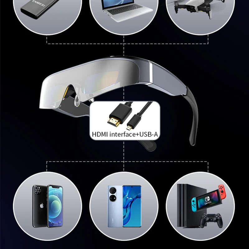 VR Headset 3D Smart Glasses | HD Spatial Display - Black Tidesmit