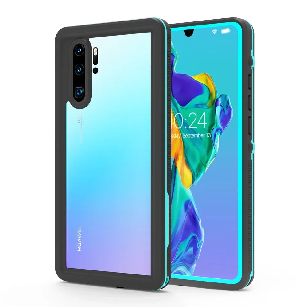Huawei P30 Pro Waterproof Case | Military-Grade Shock-Absorbing Cover black and blue Huawei P30 Pro Tidesmit