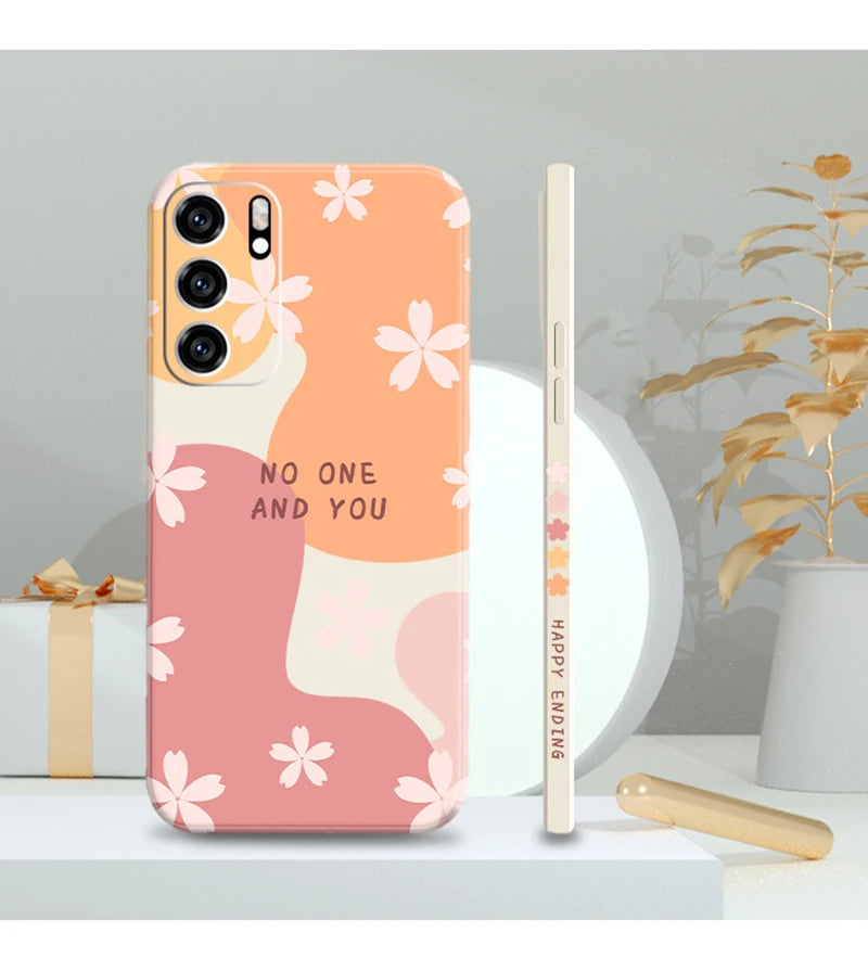 Samsung Galaxy Silicone Flower Case - Shock-Absorbing Square Cover Tidesmit