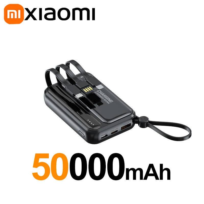 Tidesmit Portable Charger: Fast Charging Power Bank with 4 Cables Black 50000mAh Tidesmit
