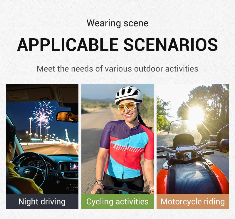 SCVCN New Yellow Polarized Night Cycling Sunglasses Bike MTB Motorcycle Glasses Outdoor Sports Fishing UV400 Glasses Men Women
