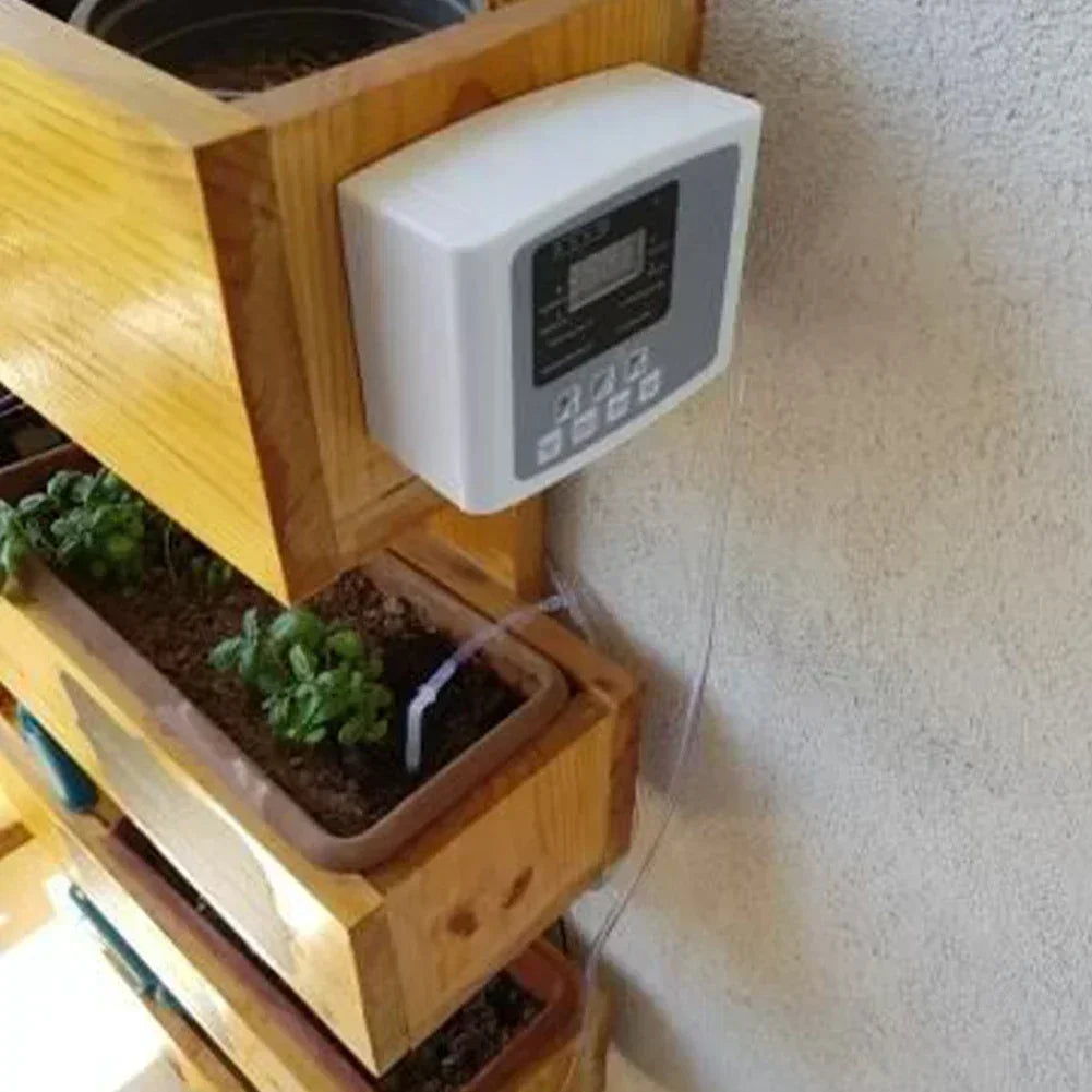 Solar Auto Drip Irrigation Kit Dual Water Pump Smart Watering Controller Outdoor Automatic Irrigation System for Yard Balcony Potted Plants & Home Flower Cultivation