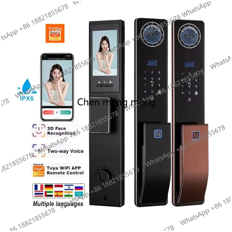 Outdoor Waterproof Lock Wifi Tuya APP Remote Voice Intercom Electronic Door Lock Face Fingerprint Smart Door Lock With Camera