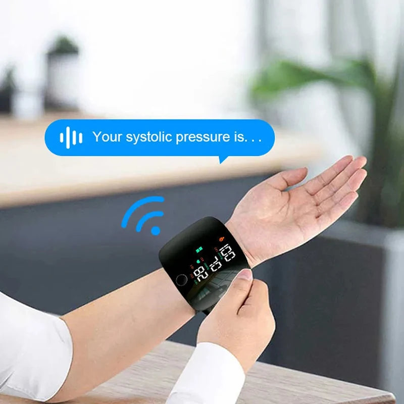 New LED Rechargeable Digital Wrist Blood Pressure Monitor Sphygmomanometer Tonometer Tensiometer Heart Rate Meter BP Monitor
