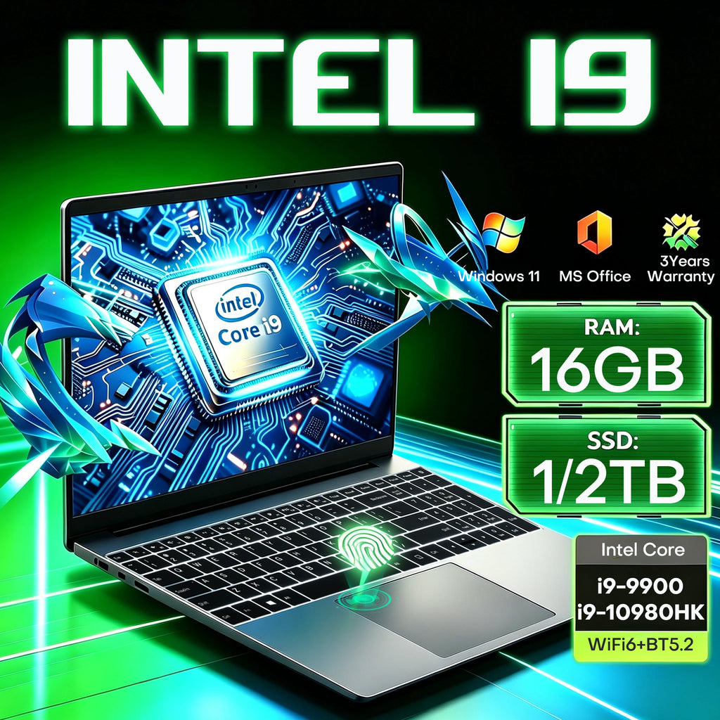 Gaiming Laptop Intel Core i9 10980HK/9900 Windows 11 Notebook PC 16GB RAM 1TB SSD Portable Slim 15.6" Laptops Office PC Gamer