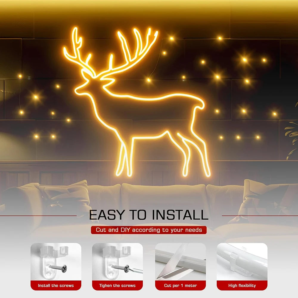 Dimmable 220V COB LED Neon Strip Light 4key Controller EU Plug Flex Tube 3000K 4000K 6000K for Staircase Bar Counter Lighting