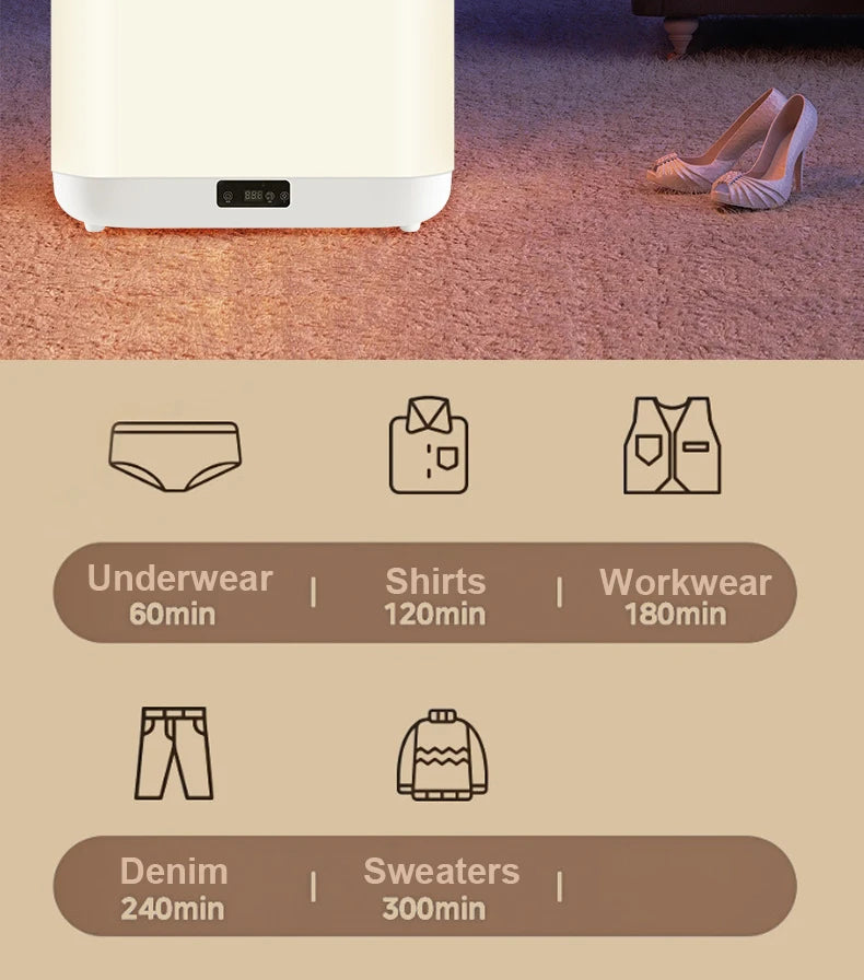 Tidesmit portable electric clothes dryer with remote control, 1KW folding drying rack for laundry and travel