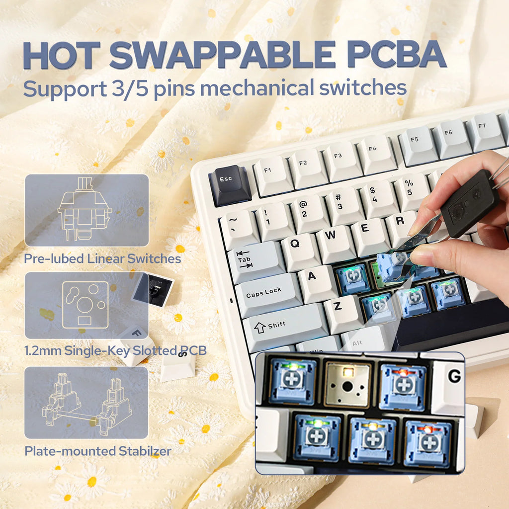 EPOMAKER x AULA F99 98% Gasket-Mounted Wired/BT/2.4GHz Wireless NKRO Mechanical Keyboard North-facing RGB 8000mAh Battery