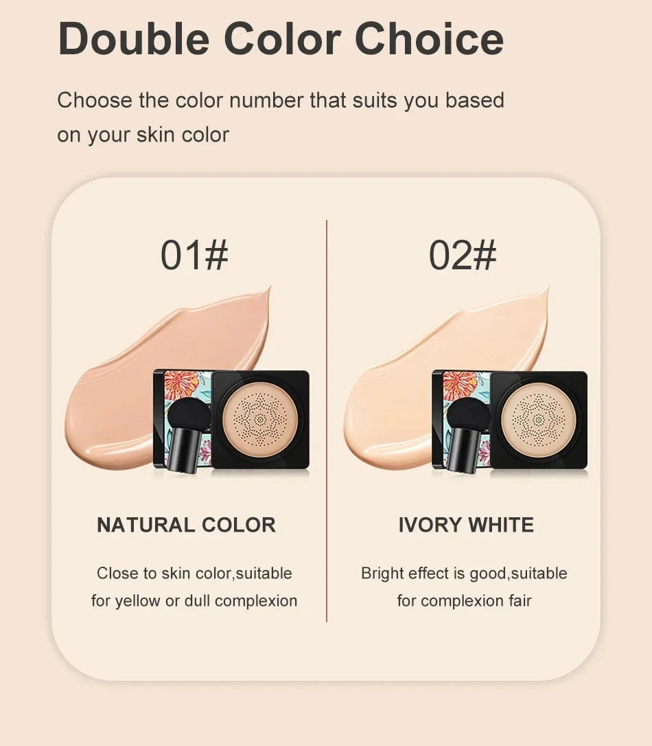 Tidesmit Mushroom Head Air Cushion CC Cream foundation showing smooth blending texture for natural oil-control coverage