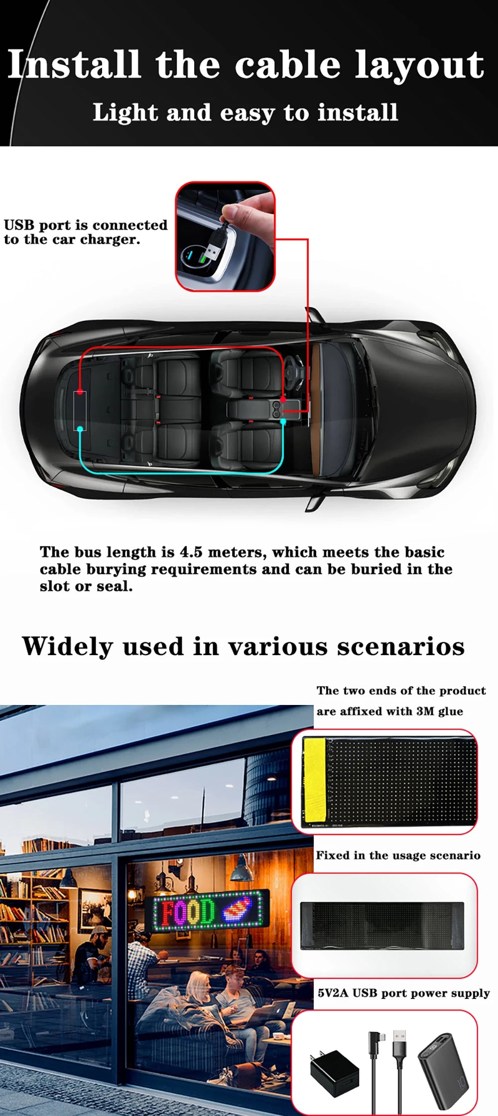 Programmable Car LED Matrix Panel | Flexible DIY Display Sign - Tidesmit Tidesmit