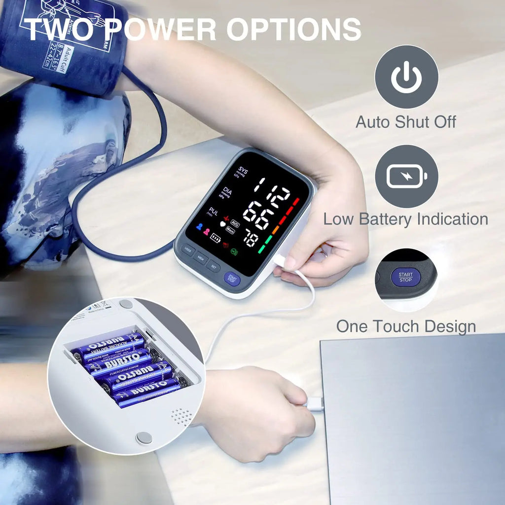 Kingclinic Blood Pressure Machine, Automatic Digital Upper Arm Blood Pressure Monitor with Adjustable Large Cuff