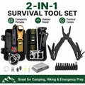 Portable 2PCS Multitool Combo Set, Emergency Survival Kit and Folding Pliers Tool with Bit Set, Outdoor Repair Gear for Camping, Hiking, Backpacking and Home Maintenance