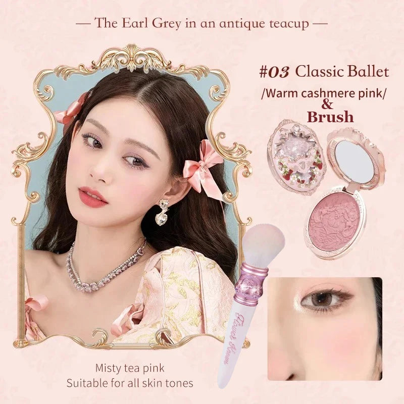 Tidesmit Flower Knows Strawberry Rococo embossed blush texture close-up for smooth long-lasting face makeup