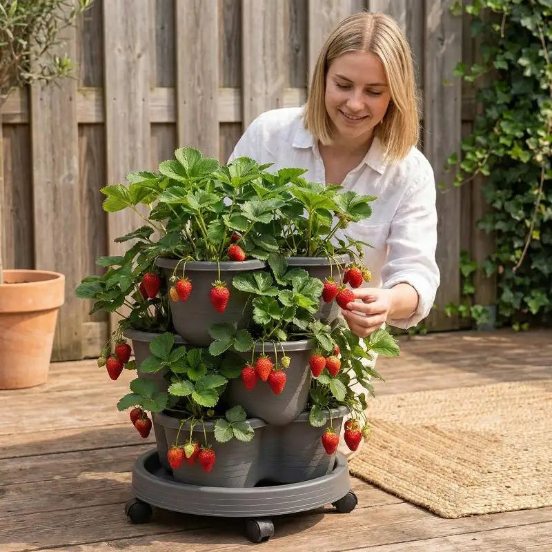 New Vertical Tower Stackable Flower Pot Plastic Multi-layer Garden Planter Tower For Strawberry Vegetable Frame Grow