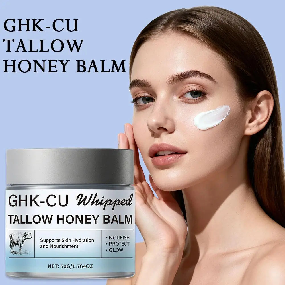 Copper Peptides GHK-Cu Beef Tallow Face Cream Blue Balm Manuka Honey Face and Body Moisturizer for Mature, Dry & Sensitive Skin