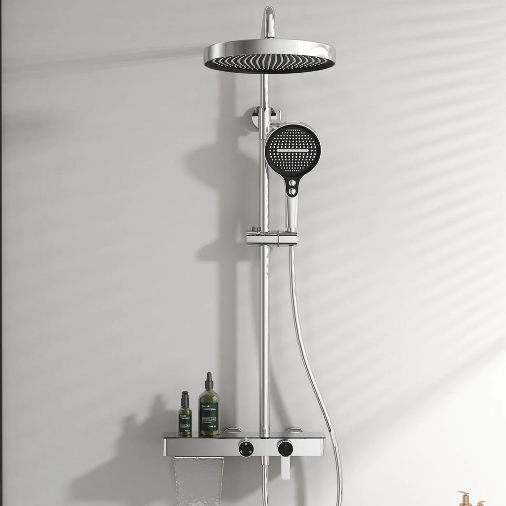 KEMAIDI Bathroom Shower System Set Hot and Cold Control Multifunctional Knobbed Triple Function Shower Set with Hand Shower