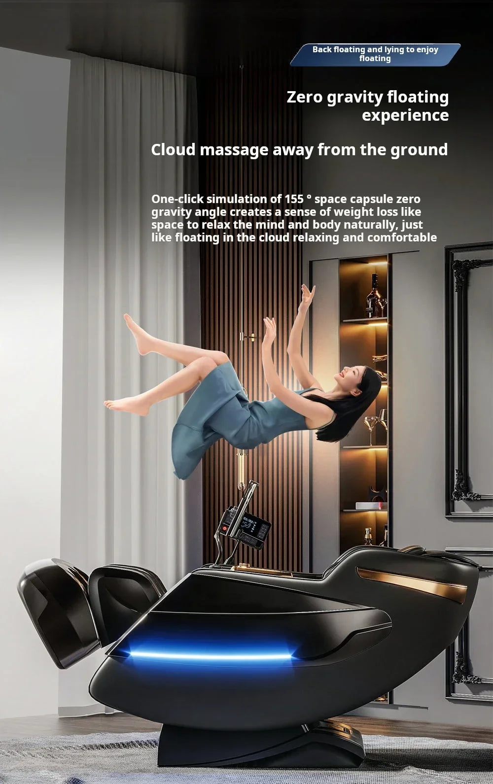 6D Zero Gravity Full Body Shiatsu Massage Chair - Blue Edition Massage Chairs Tidesmit