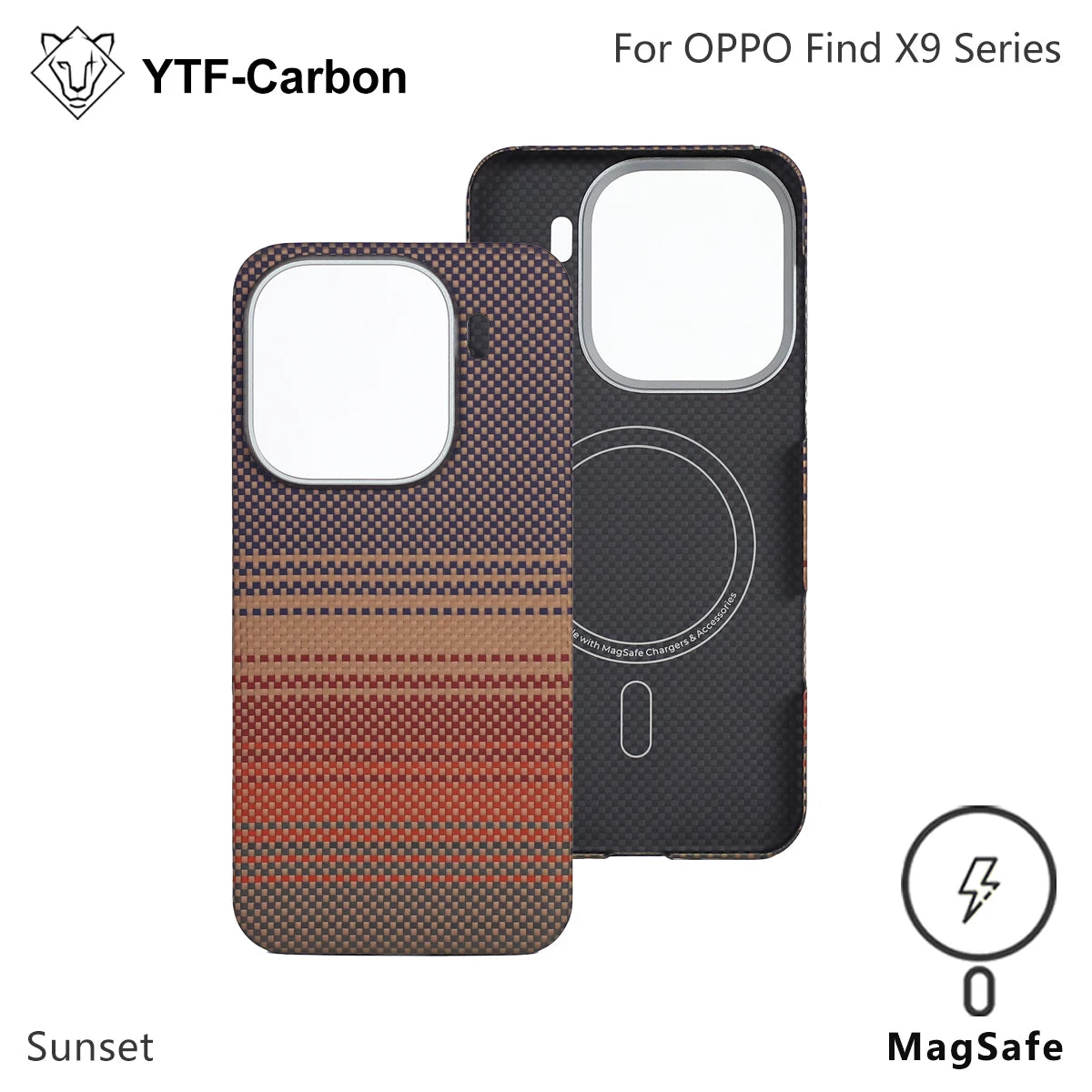 Oppo Find X9 Pro Carbon Fiber Case - Slim Magnetic Protection Orange Carbon Fiber Tidesmit