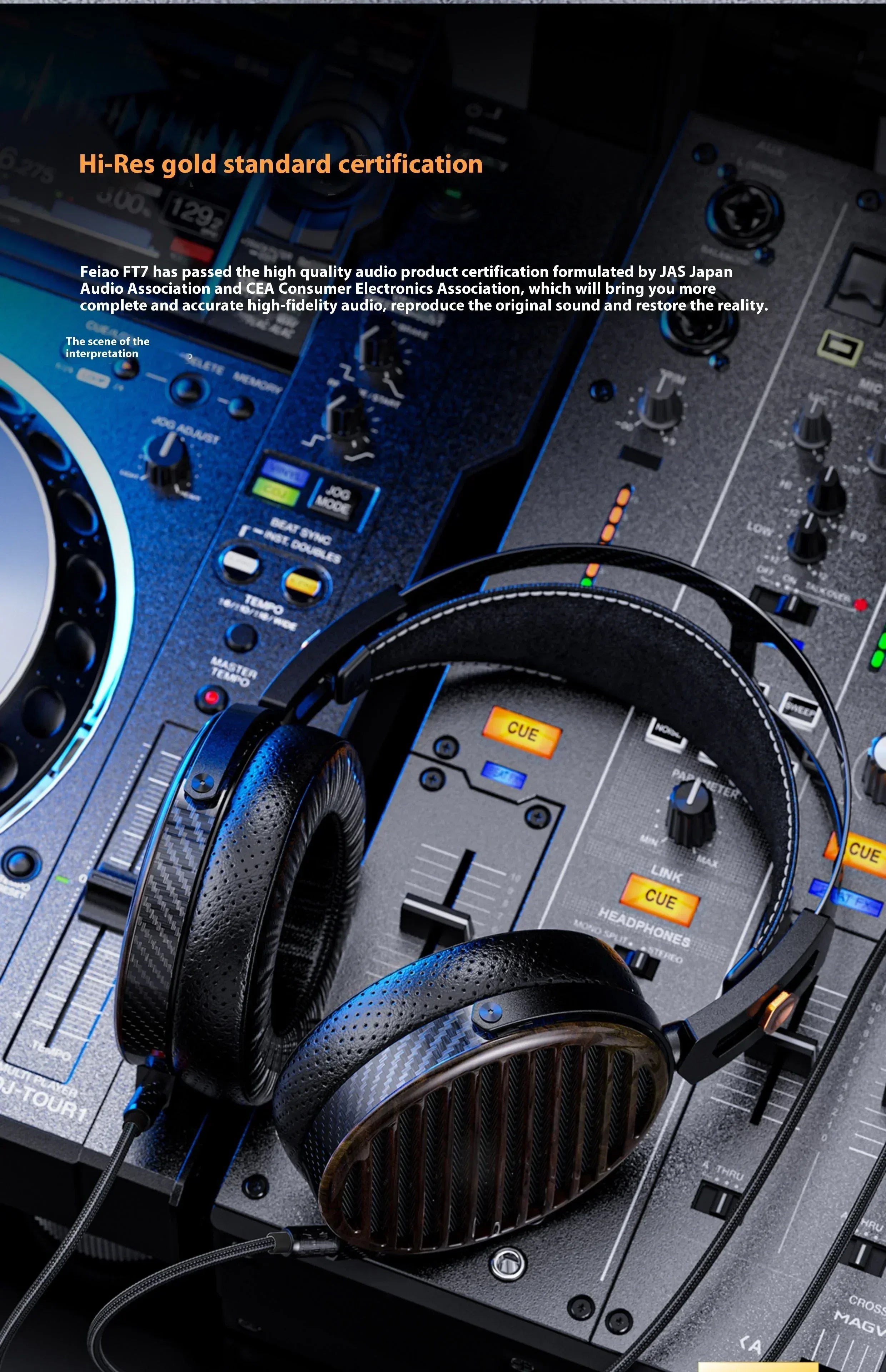 FiiO FT7 Open-Back Planar Headphones | 106mm Carbon Diaphragm | Tidesmit Tidesmit