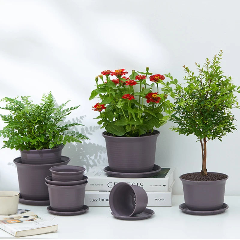 15cm Plastic Garden Flower Pot Plant Succulent Grow Nursery Pots Veg Planter Home Tools Tray Flowerpot For Bonsai Herb