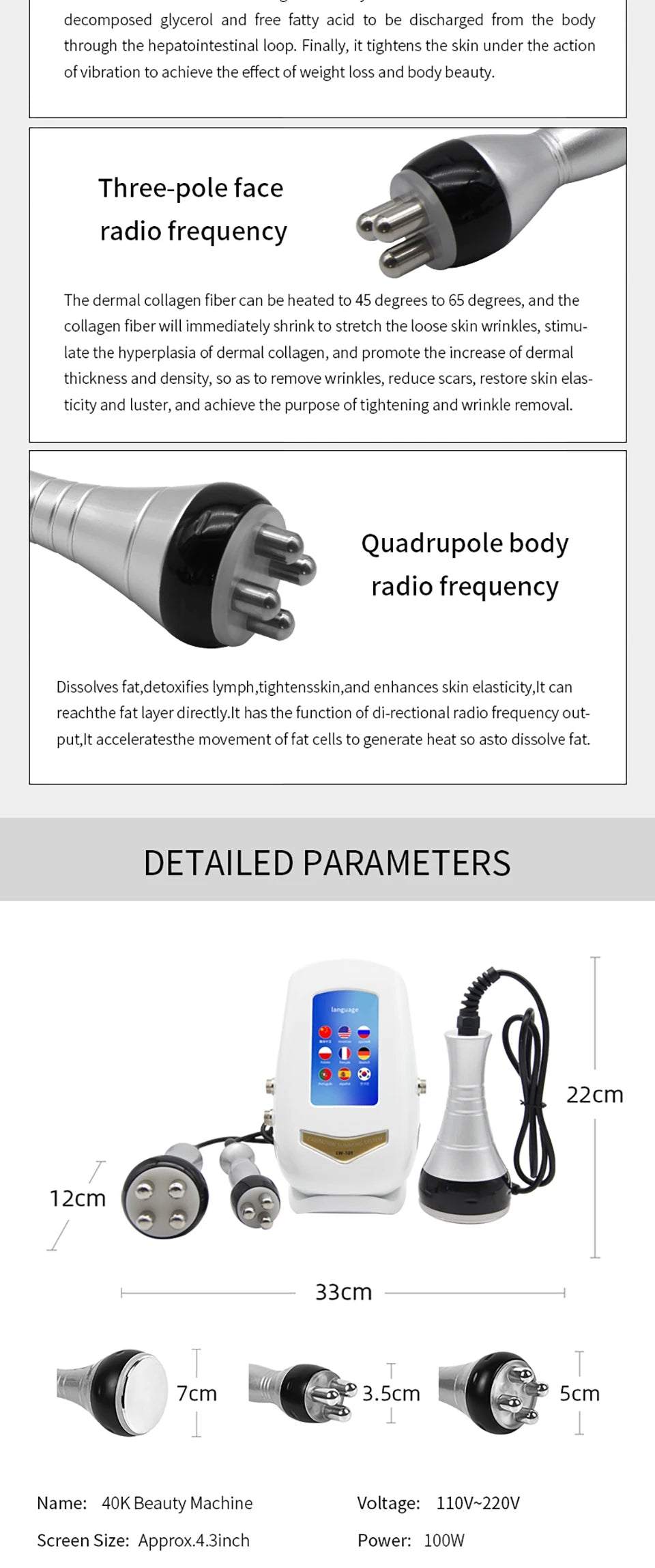 40K Cavitation Machine & RF Body Slimming Device for Targeted Massage Body Shaping Massage Equipment Tidesmit