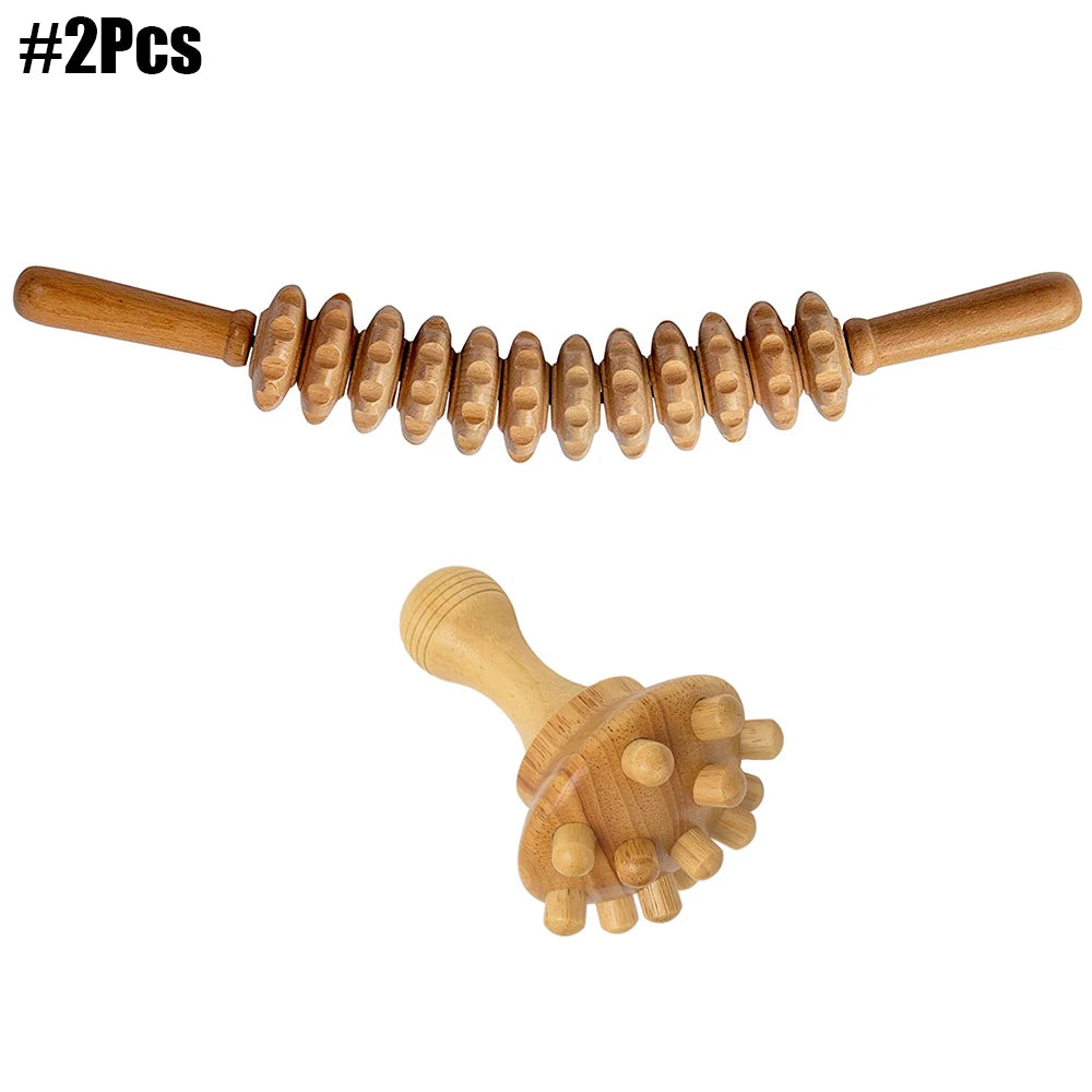 Wood Therapy Massage Tools for Body Contouring | 6 Piece Kit Relaxation Treatment 2Pcs Tidesmit