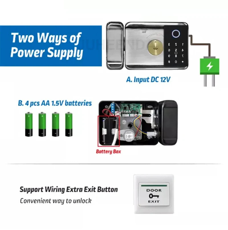 Waterproof Tuya Smart Lock Wifi Double Side Fingerprint Lock Outdoor Gate Digital Password Remote App Home Electronic Rim Lock