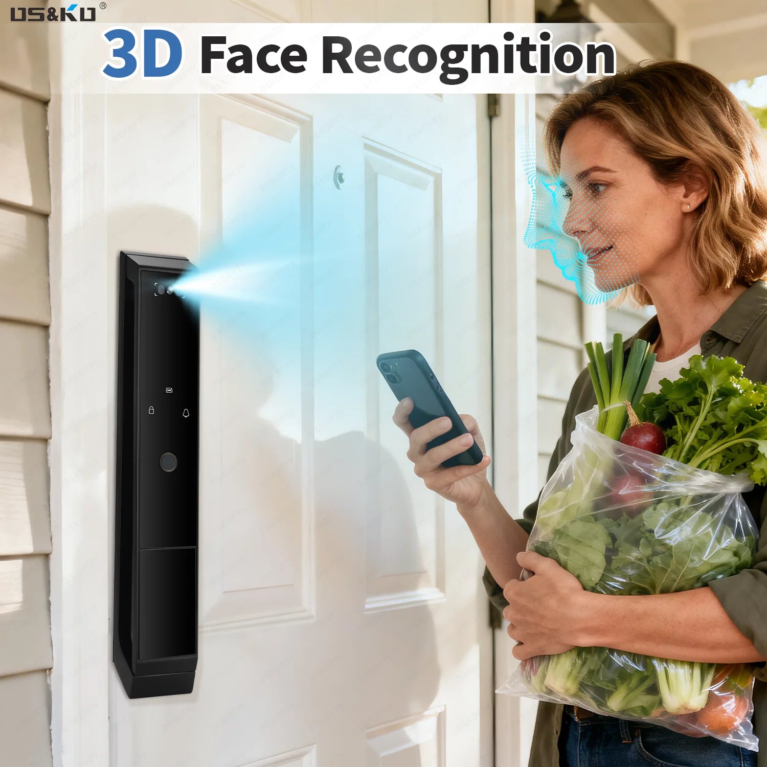 TTLOCK Smart Door Lock WiFi 3D Facial Recognition Electronic Lock Password Security Lock With Camera Biometric Door Lock For Hom
