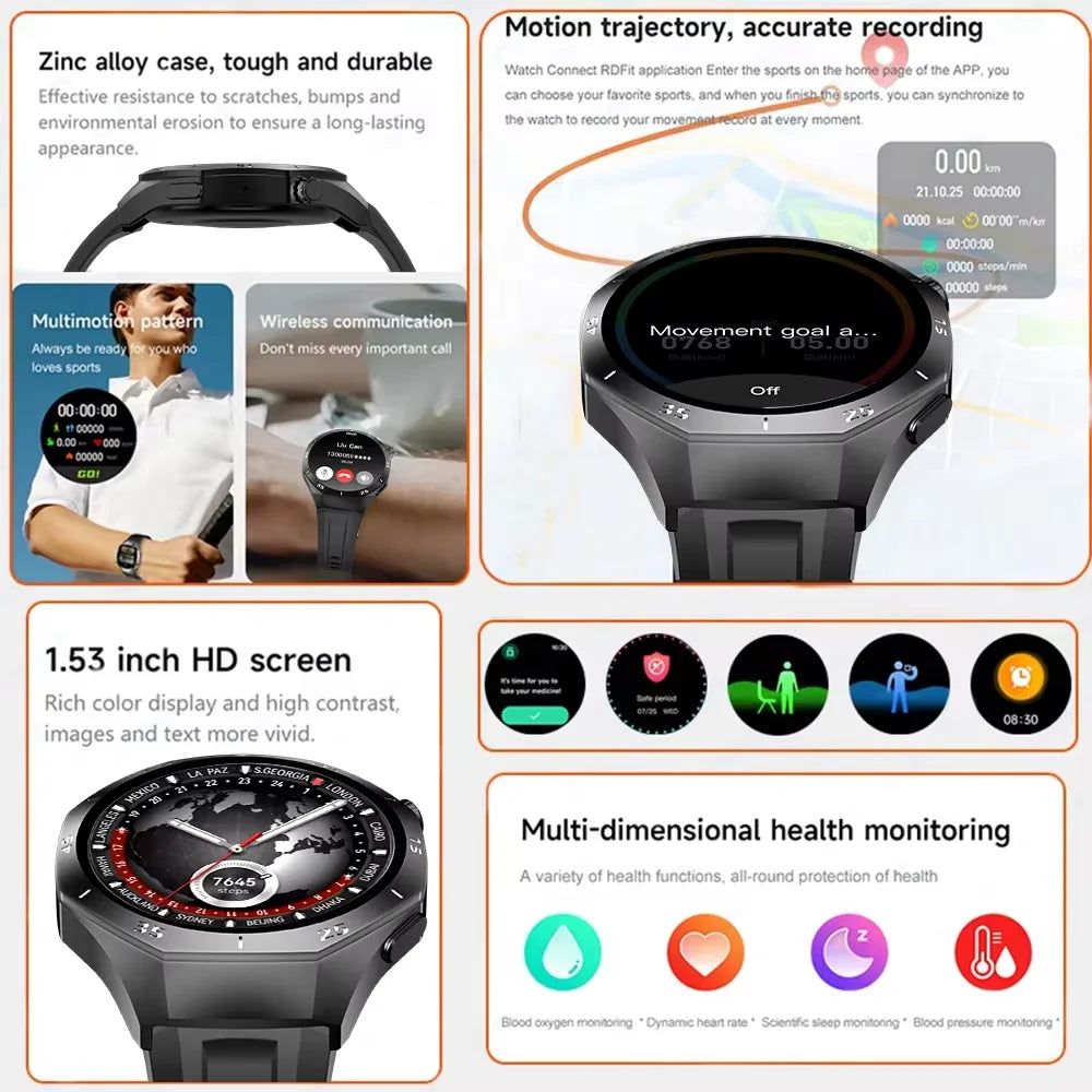 LAXASFIT Smart Watch 1.52" HD Game Dial Dynamic Dial Bluetooth Call Voice Assistant Wireless Charging Fitness Tracker
