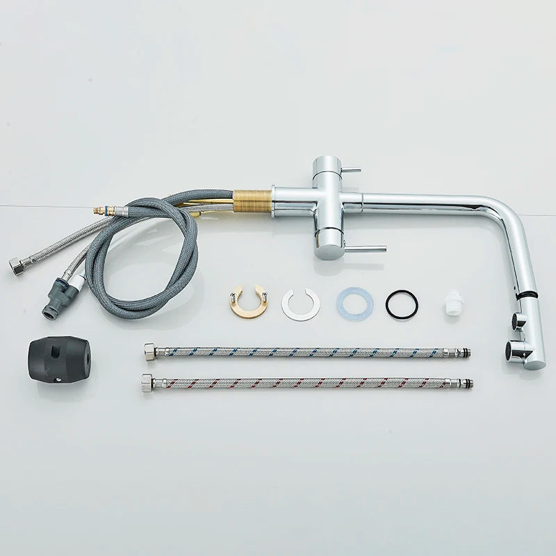 Filtered Kitchen Faucet Brass Purifier Faucet Dual Sprayer Drinking Water Mixer Tap Nozzle Sink Mixer Kitchen Gold Tap
